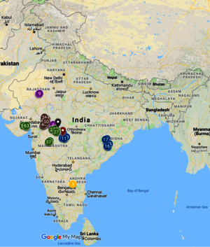 Map screenshot of India with the different project trial sites