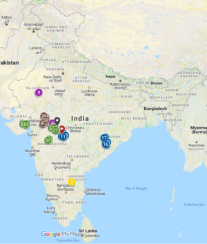 Map screenshot of India with the different project trial sites